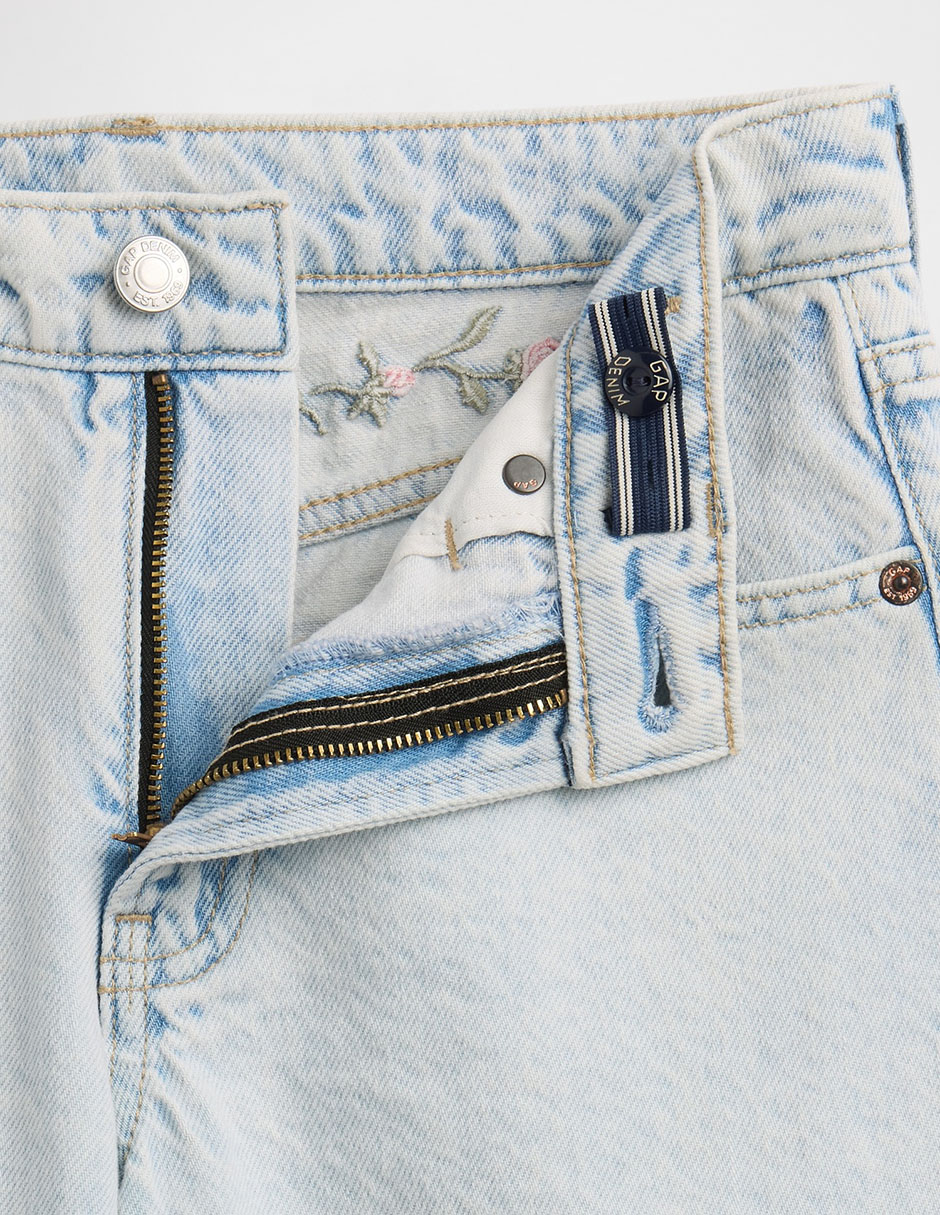 Jeans wide leg lavado claro para niña