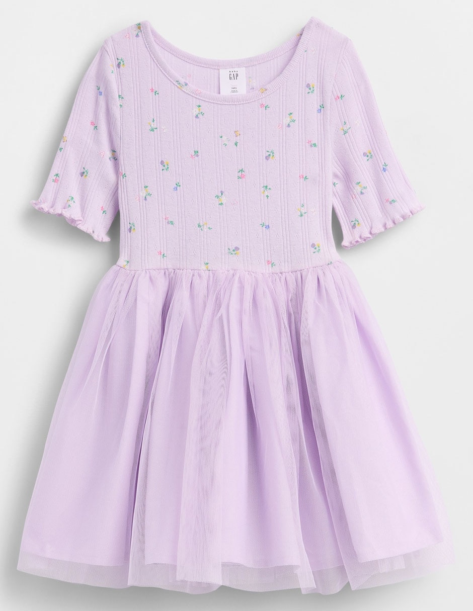Vestido manga regular para niña