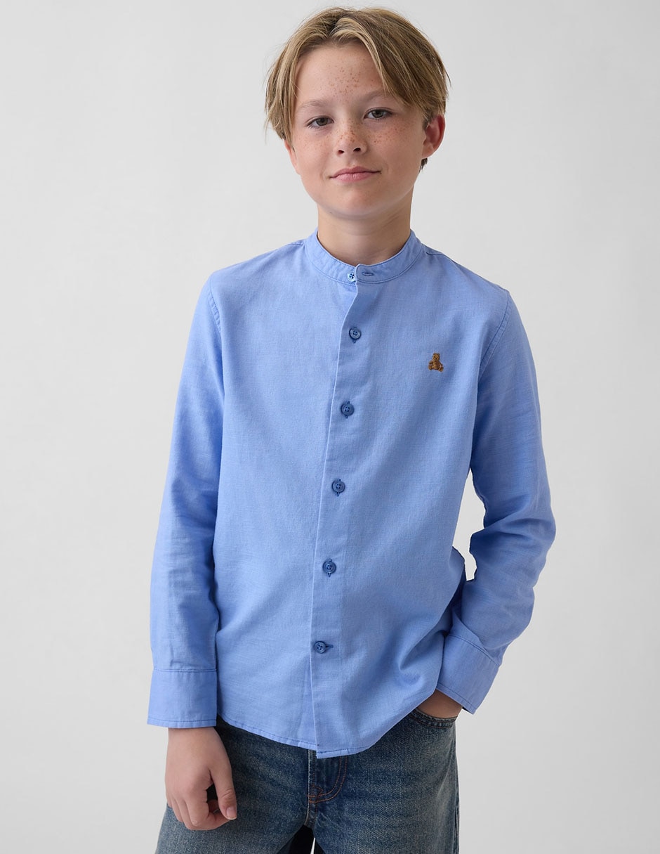 Camisa de lino manga larga para niño Camisa de lino manga larga para niño
