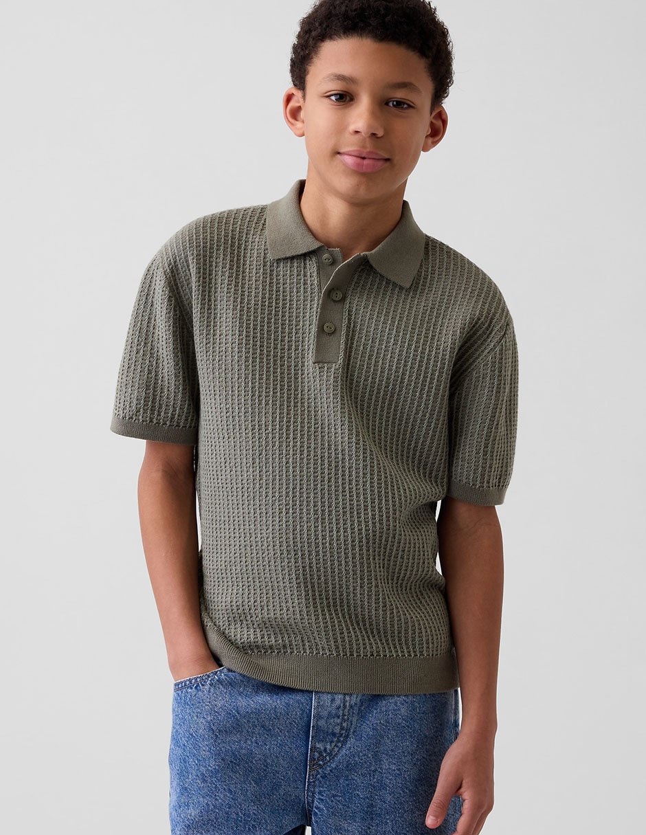 Playera tipo polo de algodón para niño Playera tipo polo de algodón para niño