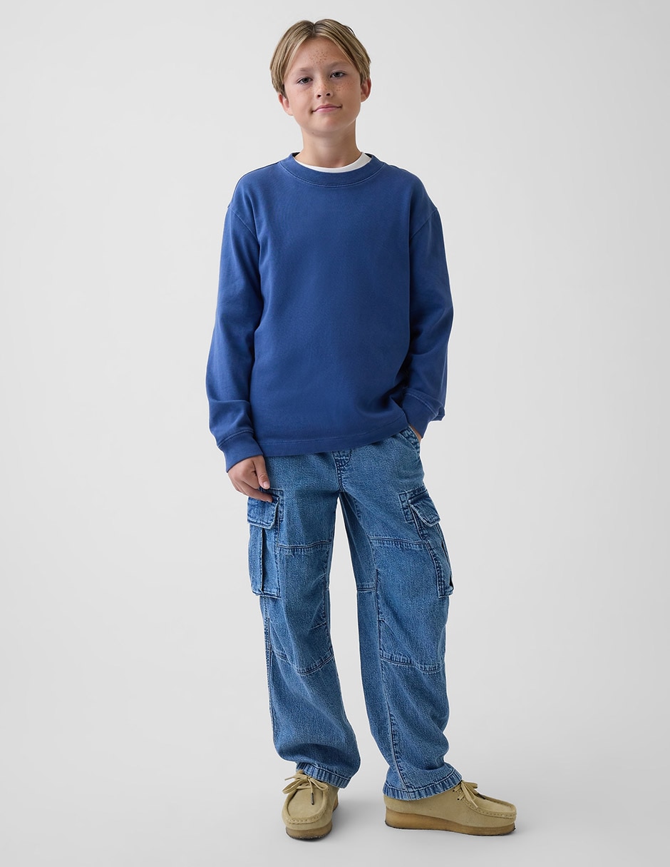 Jeans cargo straight lavado medio para niño