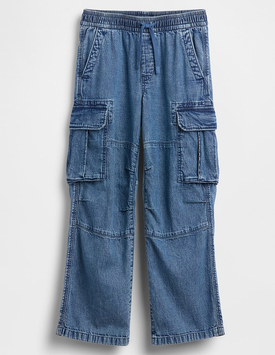 Jeans cargo straight lavado medio para niño