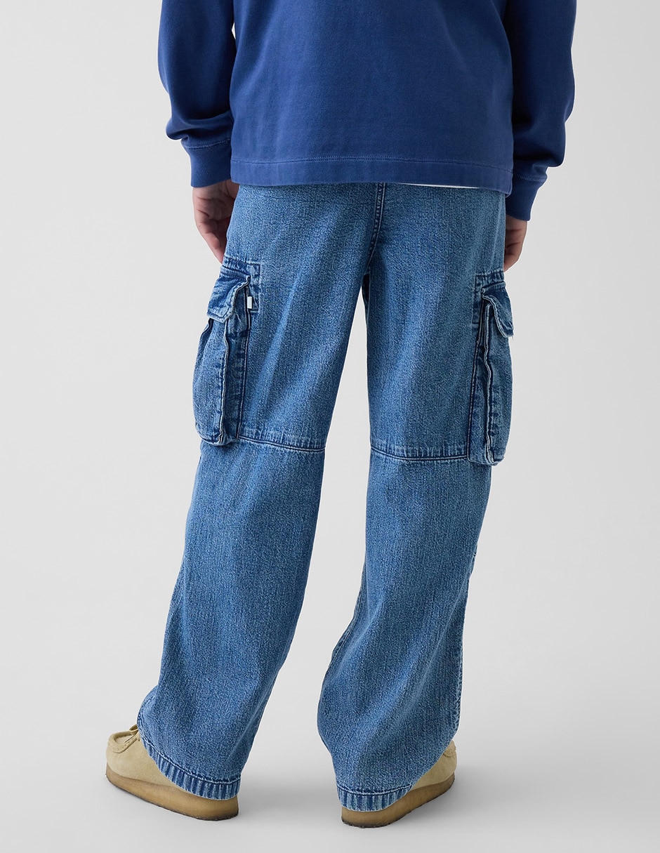 Jeans cargo straight lavado medio para niño