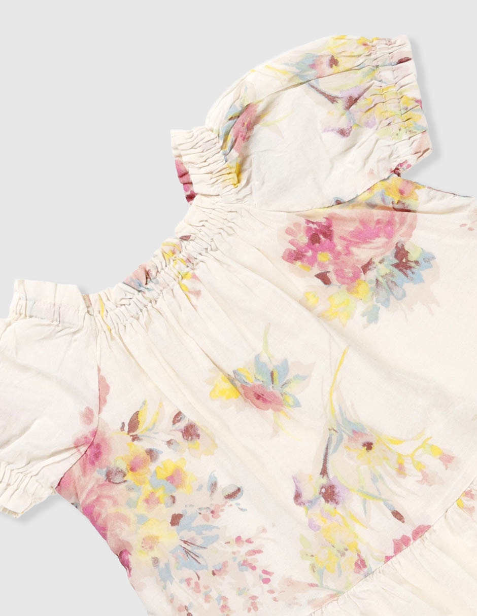 Vestido manga globo para niña
