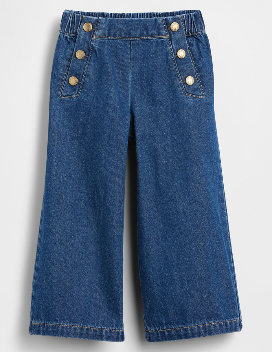 Jeans wide leg lavado obscuro para bebé niña 2