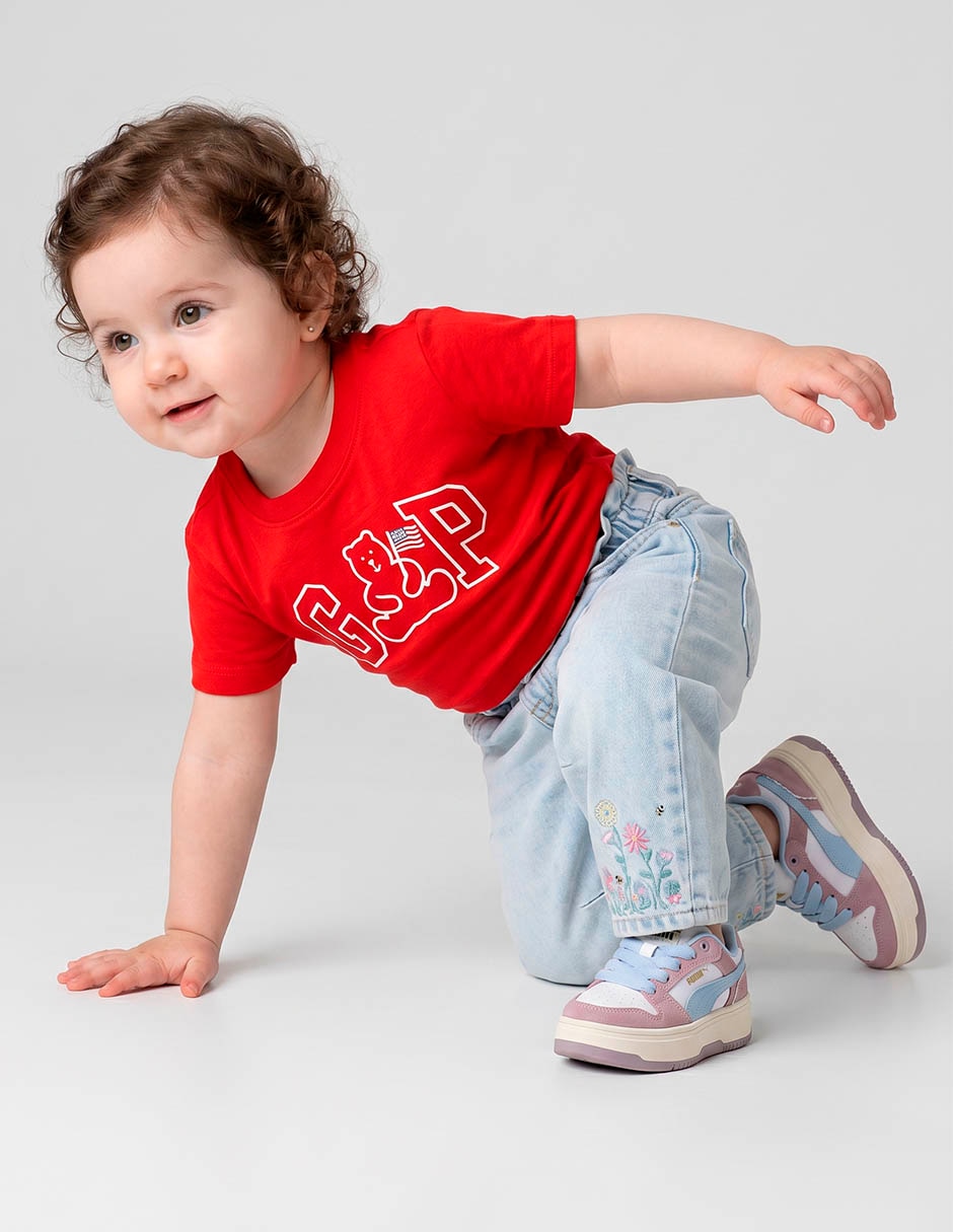 Playera manga regular para niña