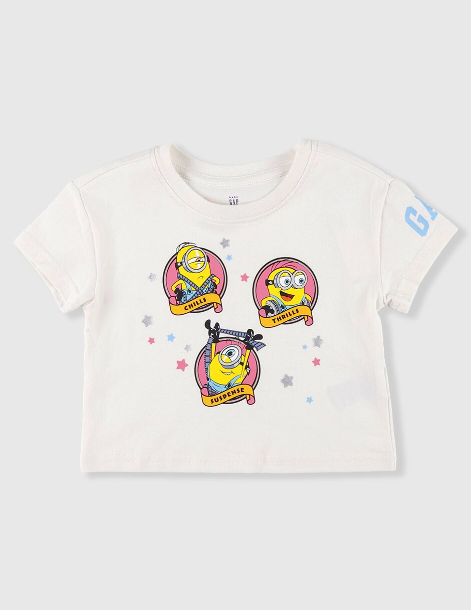 Playera Minions manga corta para niña