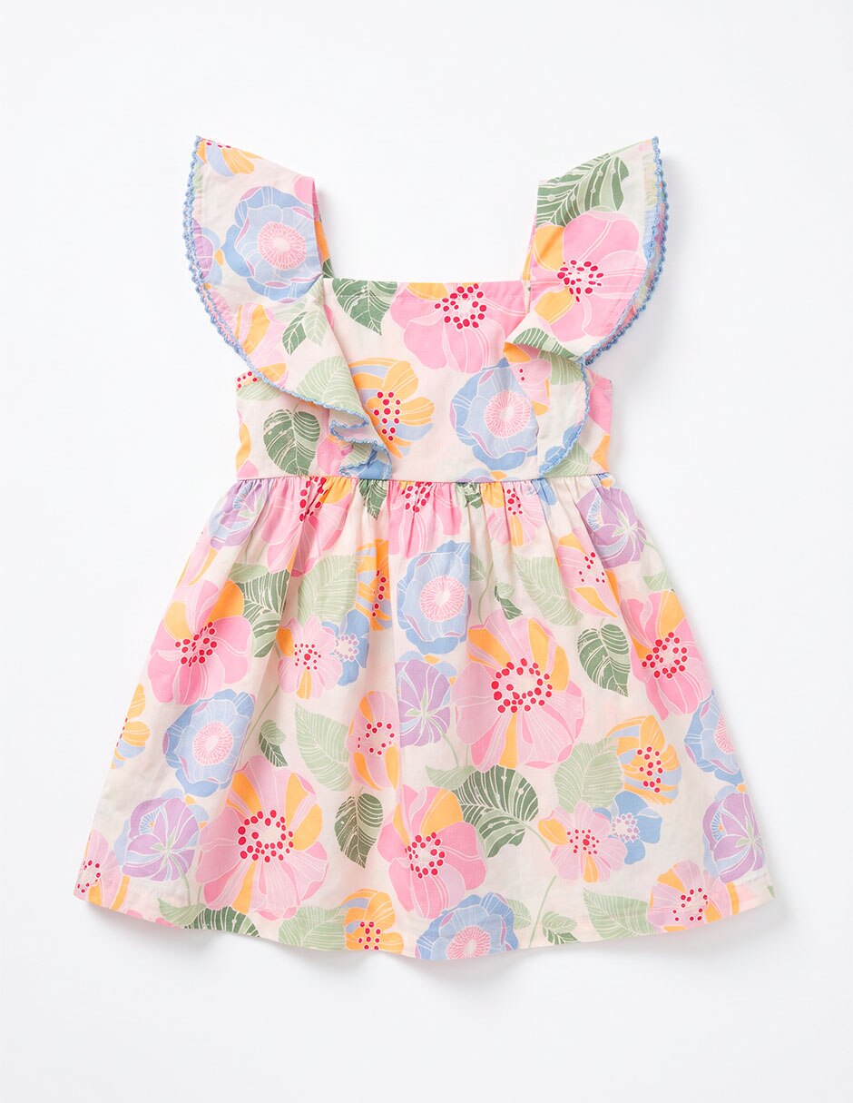 Vestido manga volantes para niña