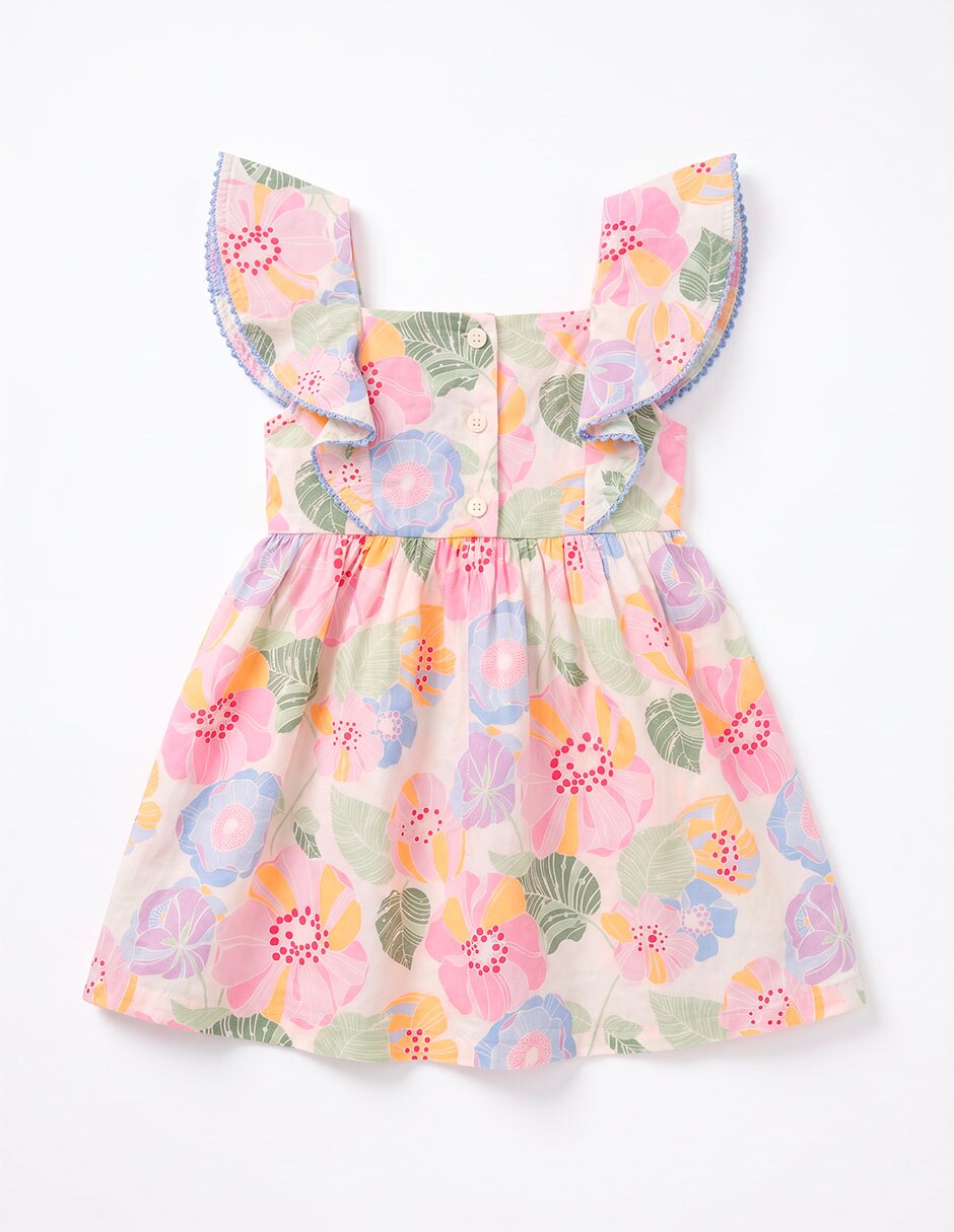 Vestido manga volantes para niña