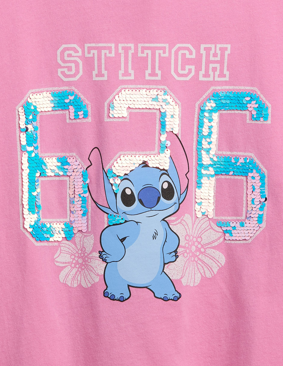 Playera Stitch manga corta para niña