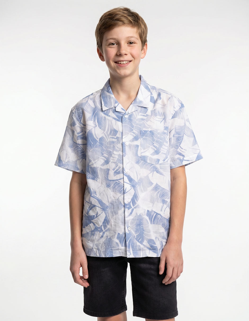 Camisa casual de algodón manga corta para niño