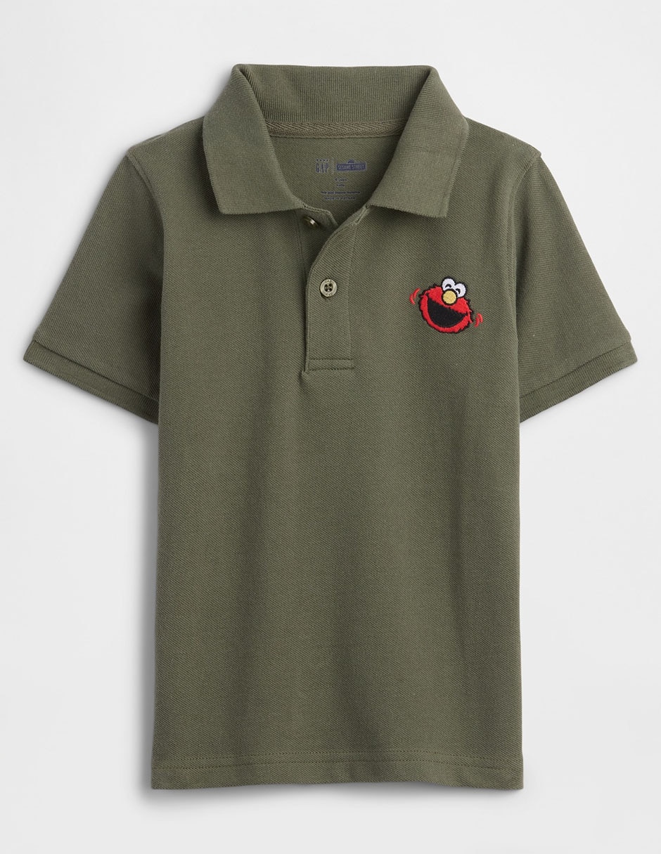 Playera tipo polo plaza sésamo de algodón para niño