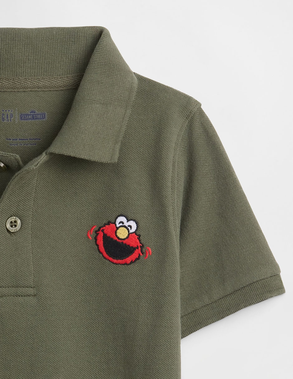 Playera tipo polo plaza sésamo de algodón para niño