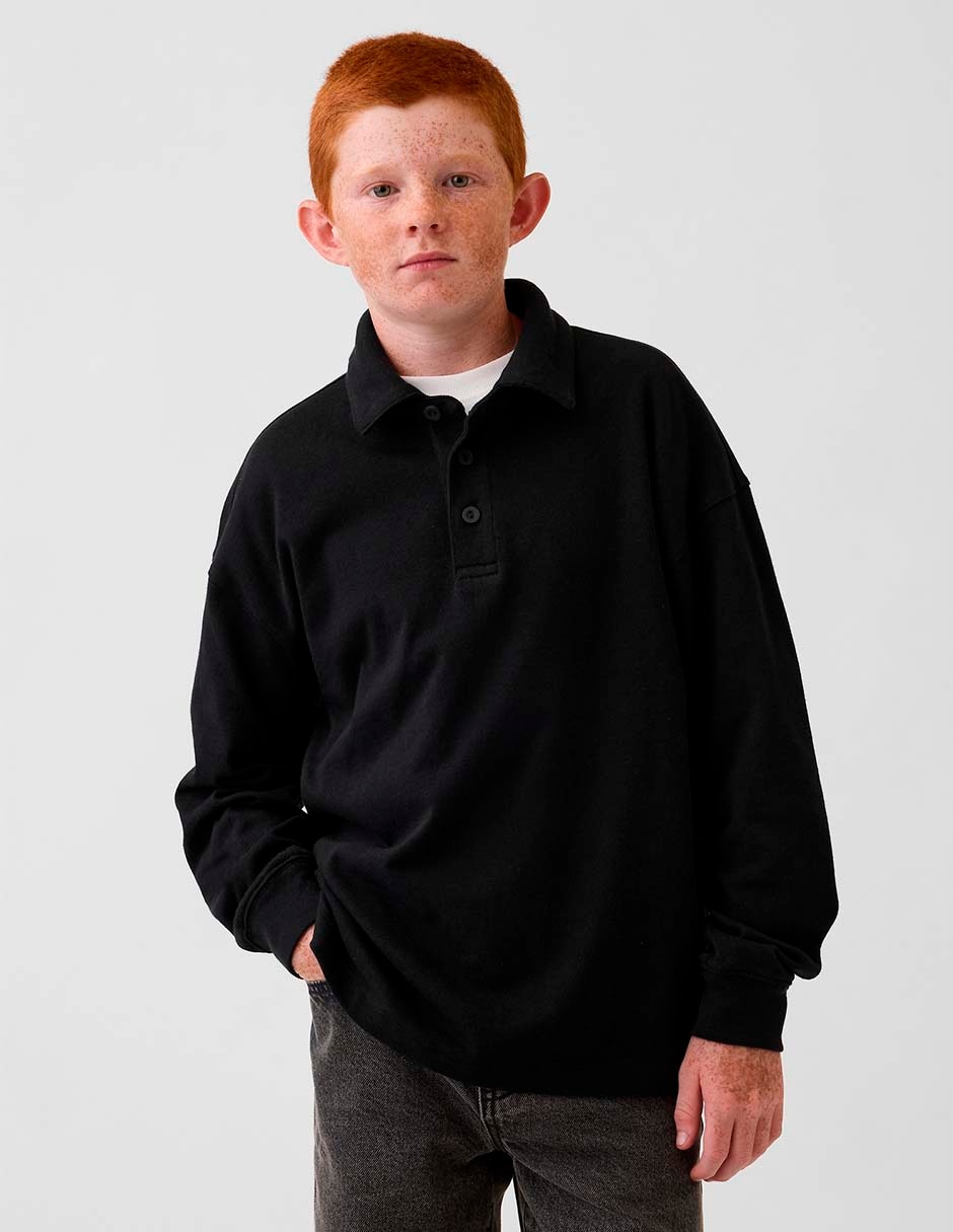 Playera tipo polo de algodón para niño