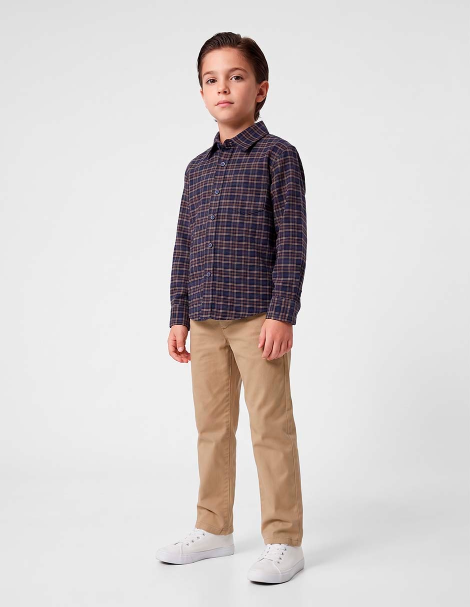 Camisa de algodón manga larga para niño
