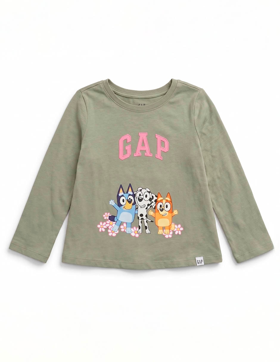 Playera bluey chloe y bingo manga larga para niño