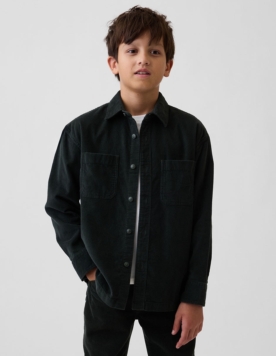 Sobrecamisa casual de algodón manga larga para niño Sobrecamisa casual de algodón manga larga para niño