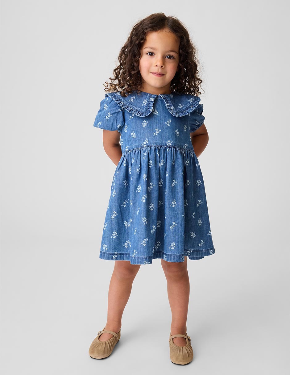 Vestido manga globo para niña