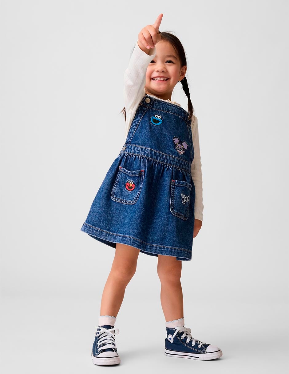 Vestido plaza sésamo sin manga para niña