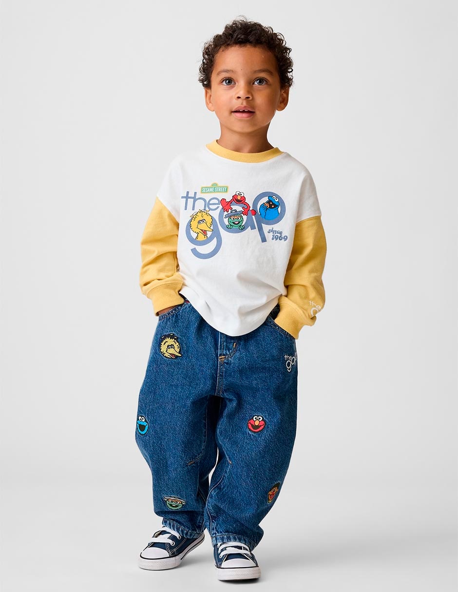 Playera plaza sésamo manga larga para bebé