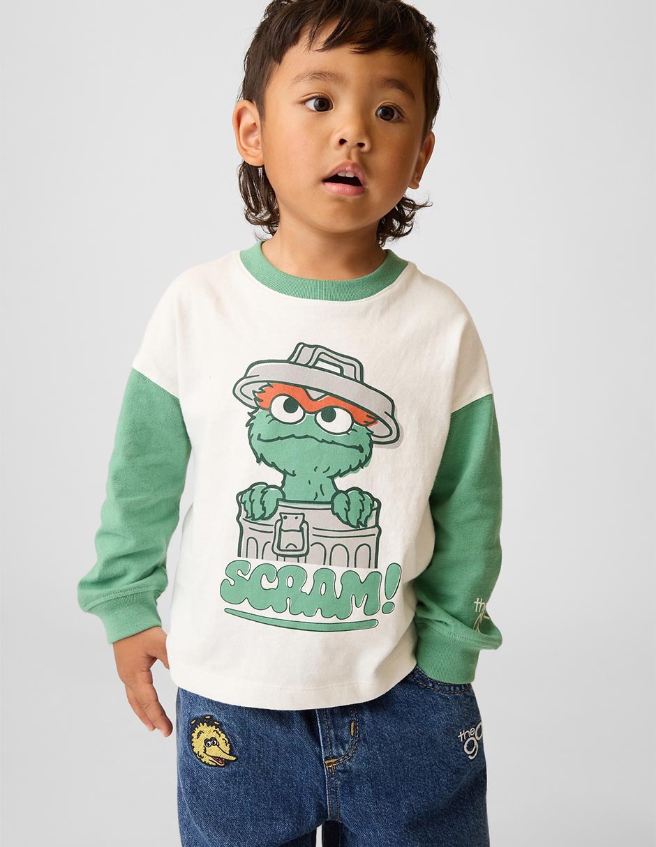 Playera plaza sésamo manga larga para niño