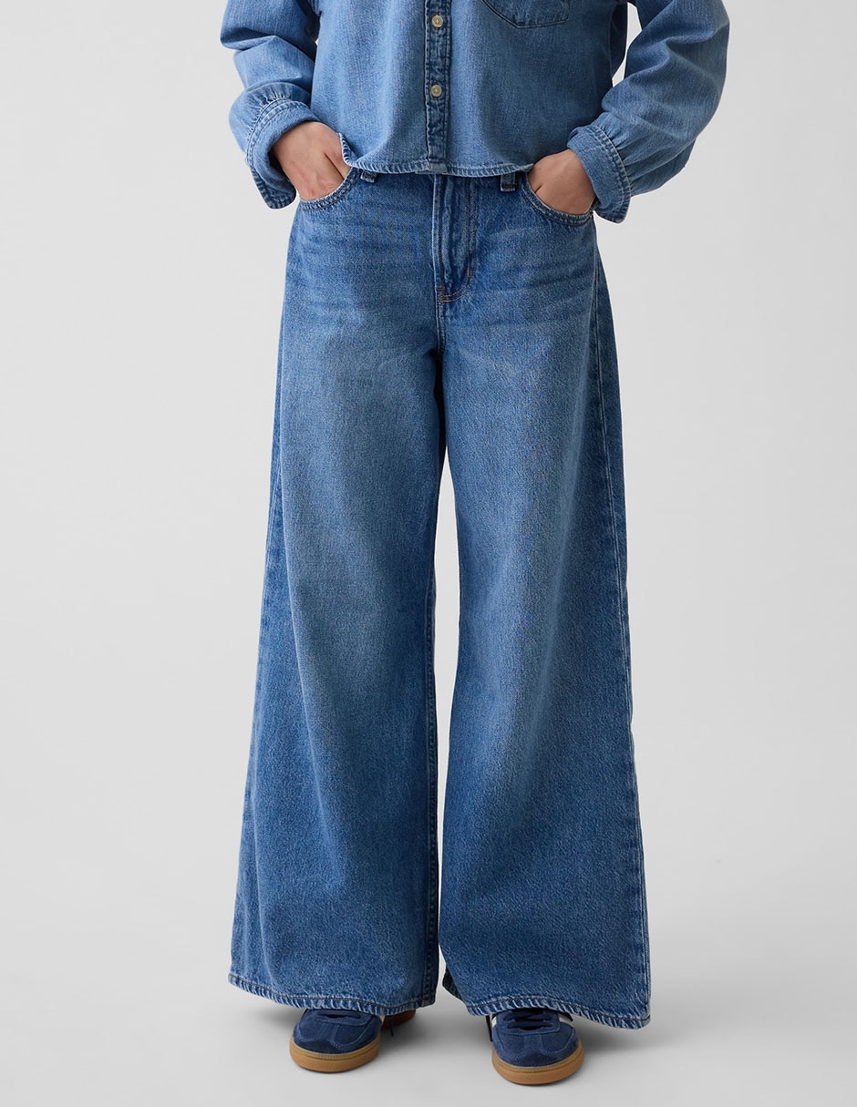 Jeans baggy lavado medio para niña