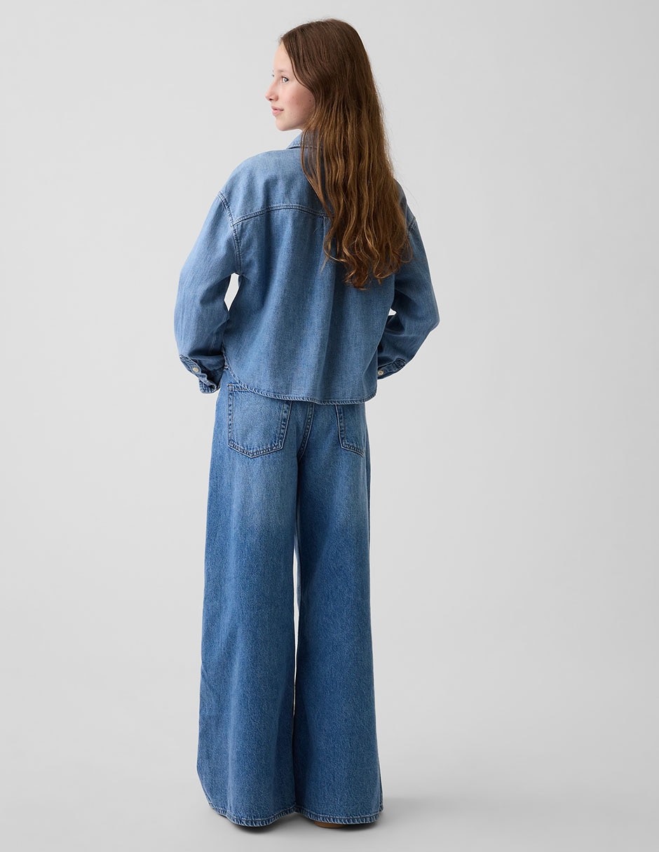 Jeans baggy lavado medio para niña