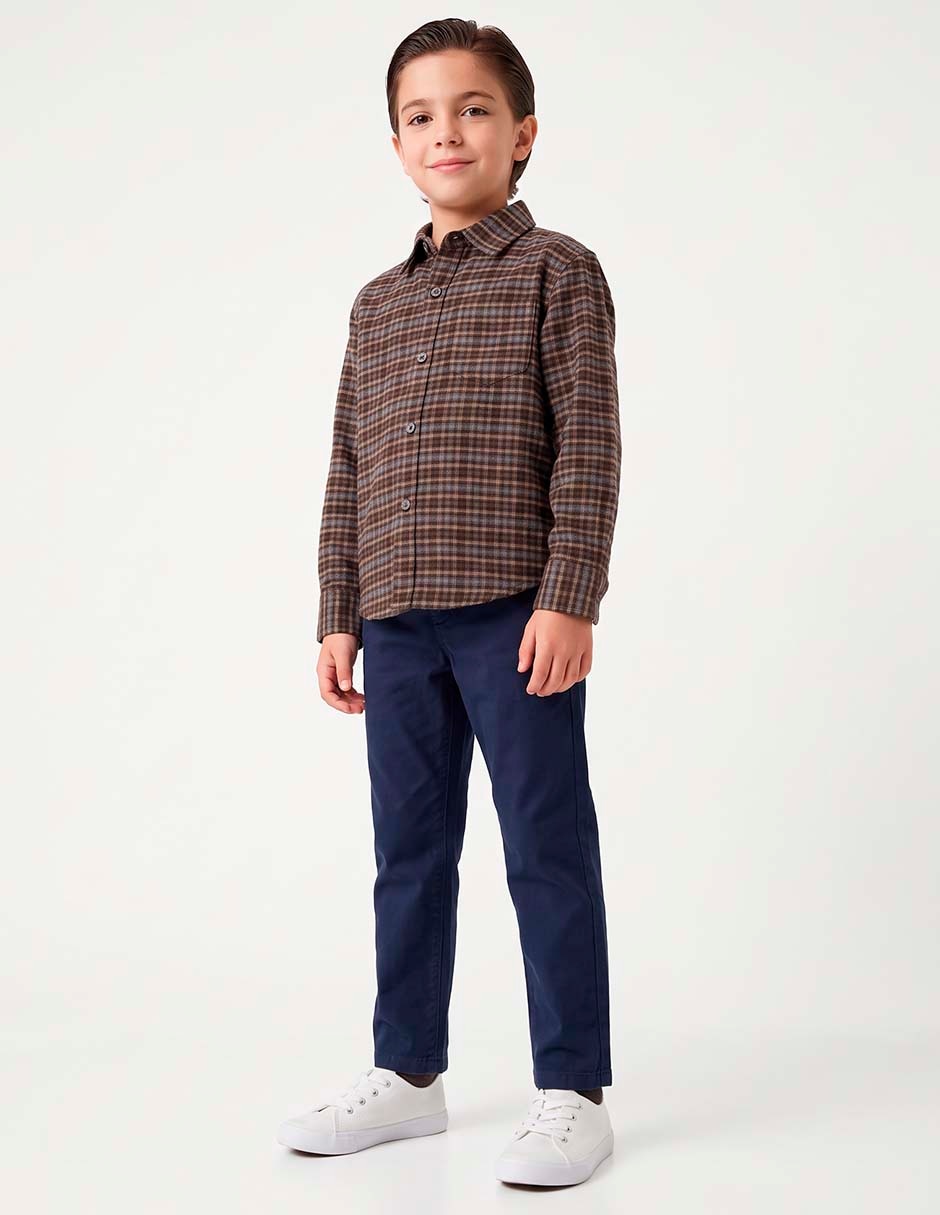 Camisa casual de algodón manga larga para niño Camisa casual de algodón manga larga para niño