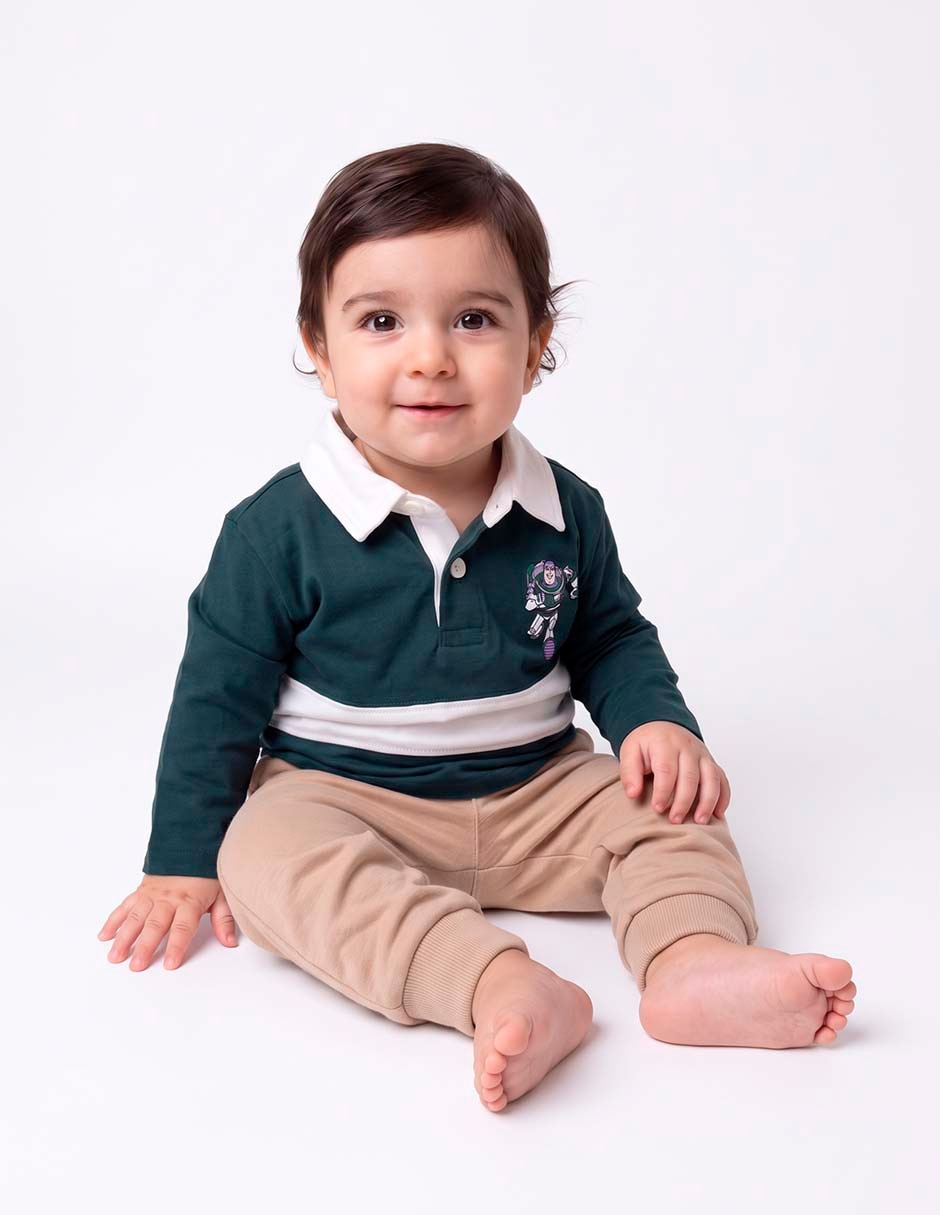 Playera tipo polo de algodón para niño
