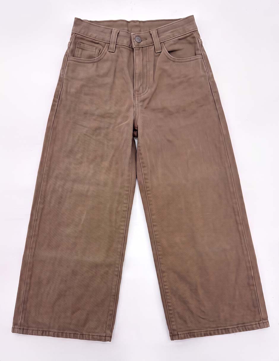 Jeans wide leg lavado medio para niña