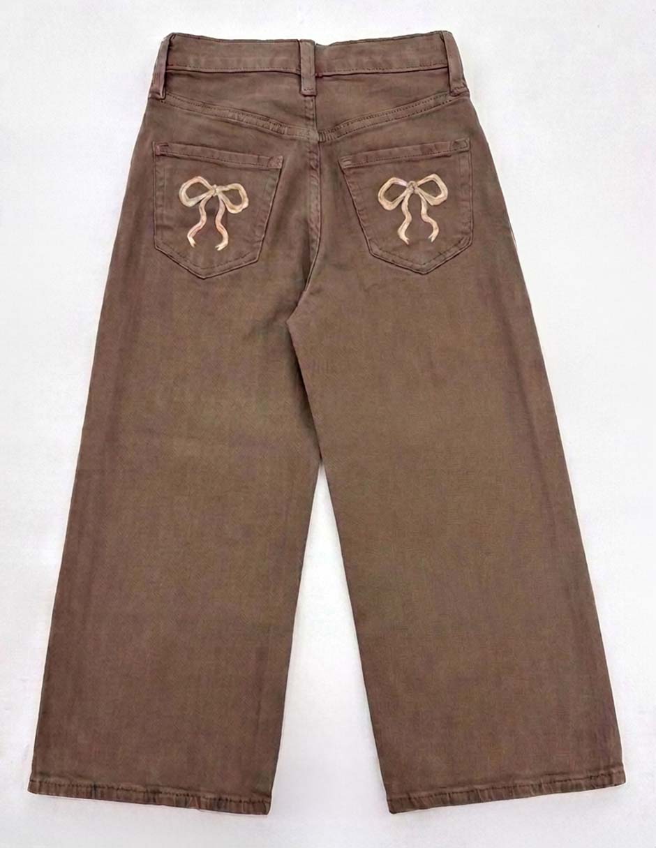 Jeans wide leg lavado medio para niña 5