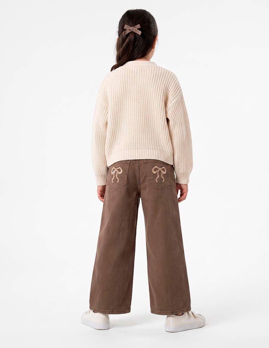 Jeans wide leg lavado medio para niña 6