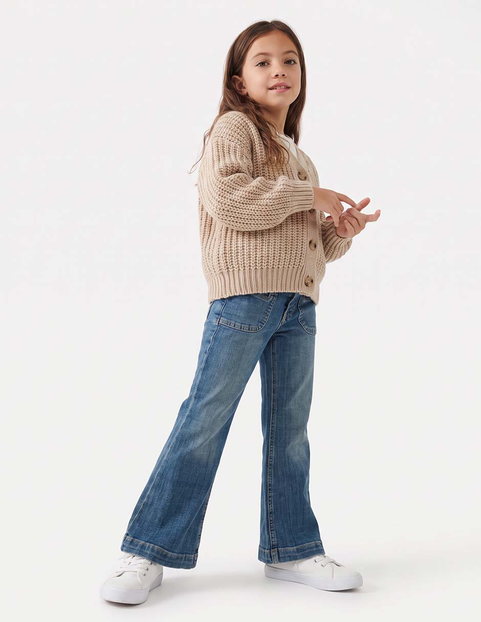 Jeans relaxed wide leg deslavado para niña 2