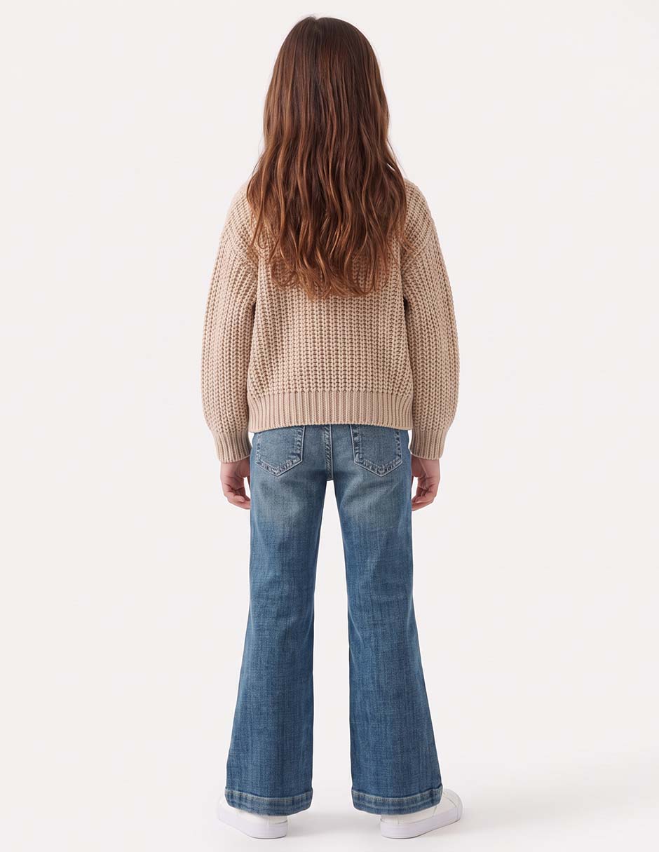 Jeans relaxed wide leg deslavado para niña 6