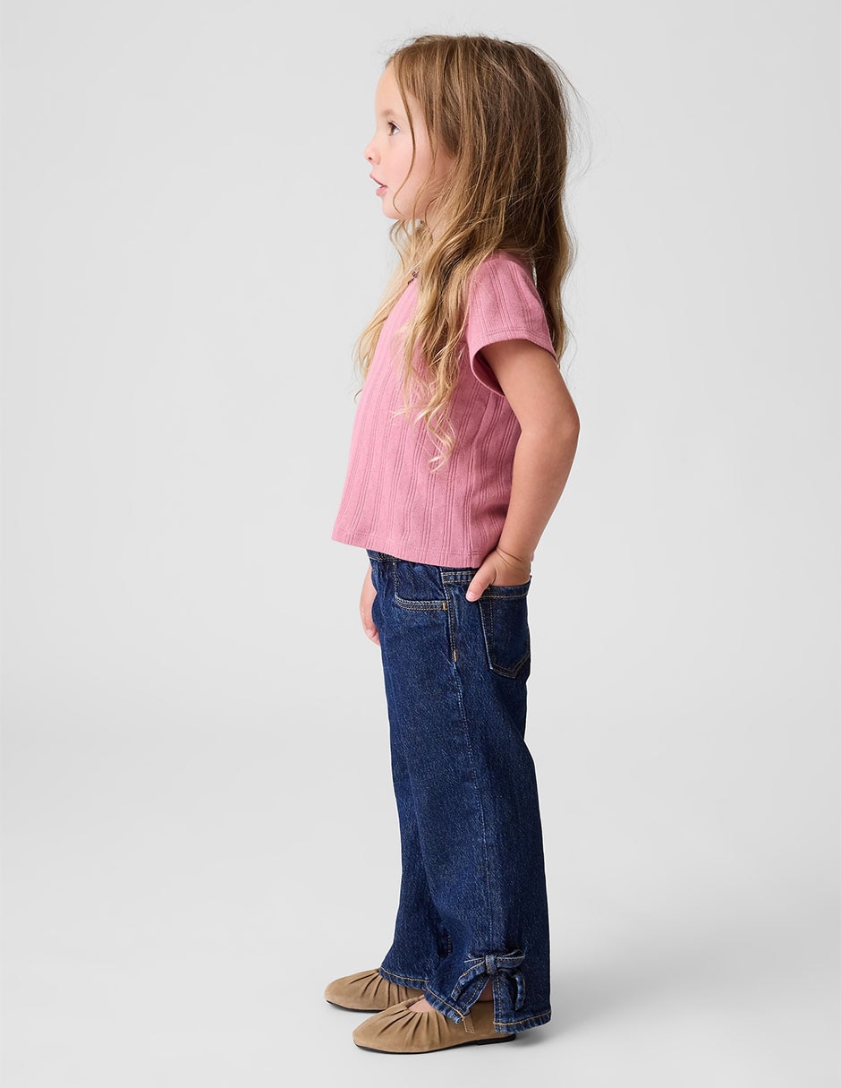 Jeans amplio lavado obscuro para niña Jeans amplio lavado obscuro para niña