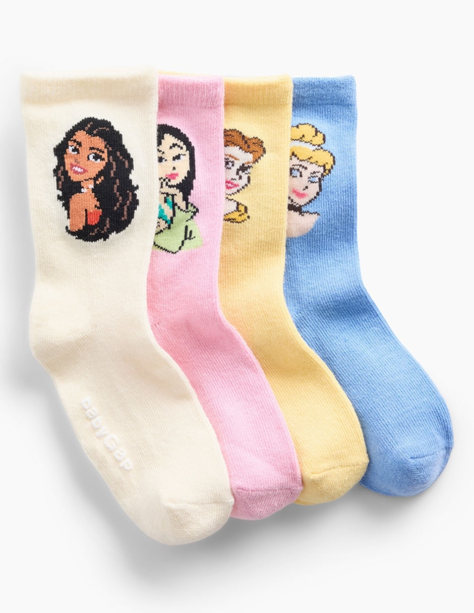 Imagen de producto Set calceta Disney Princess de poliéster para bebé niña 4 pares