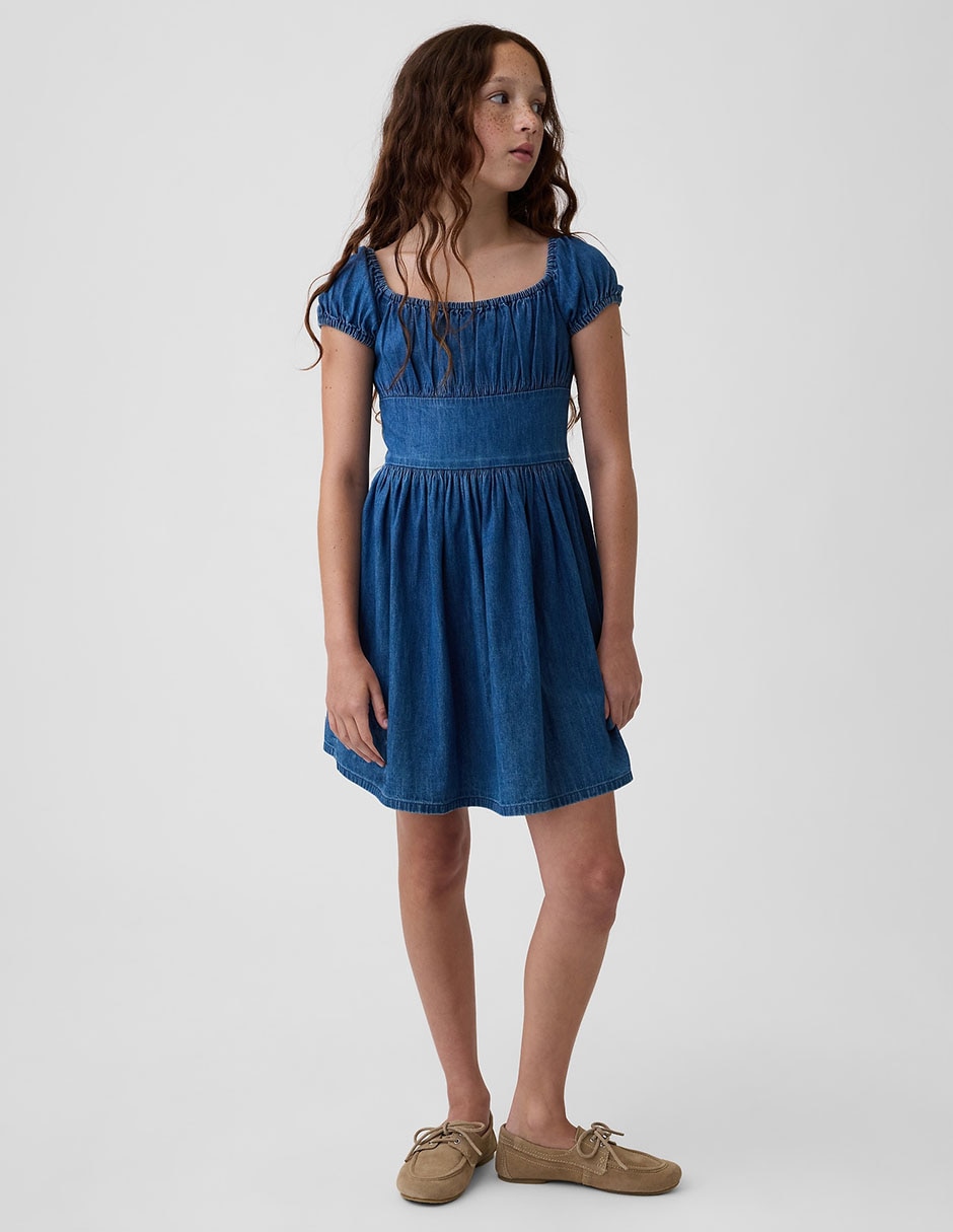 Vestido manga globo para niña
