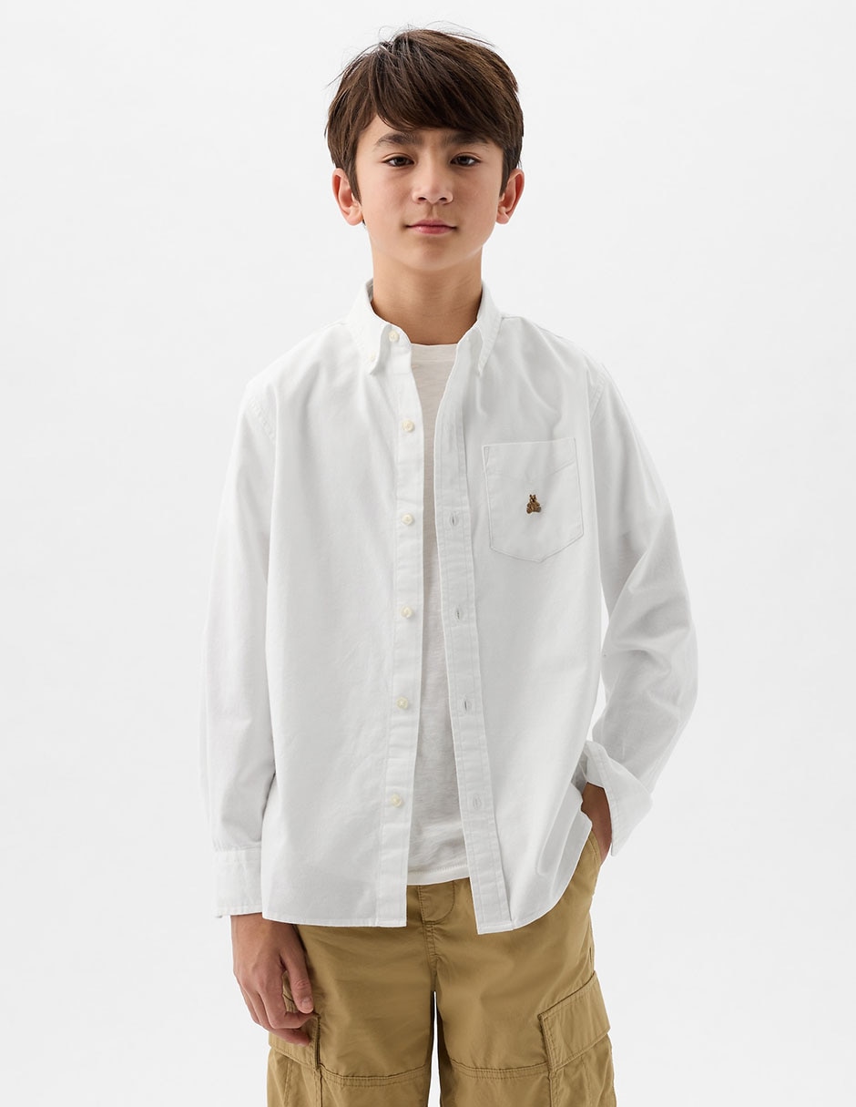 Camisa casual de algodón manga larga para niño Camisa casual de algodón manga larga para niño