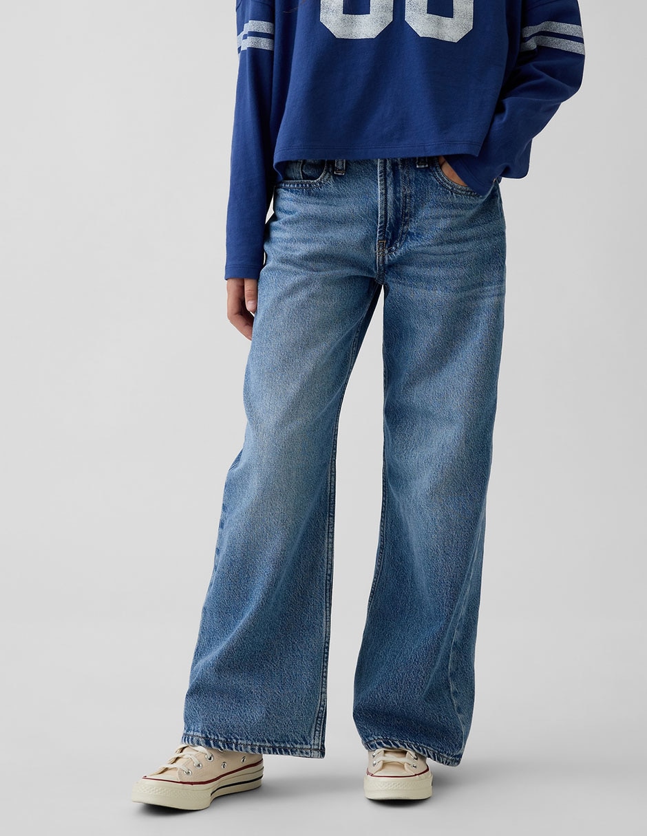 Jeans Wide Leg lavado medio para niña 3