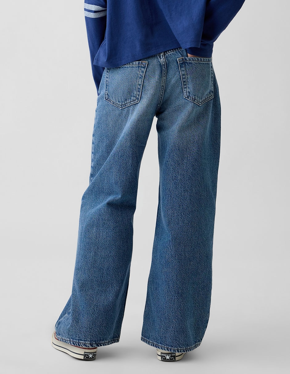 Jeans Wide Leg lavado medio para niña 4