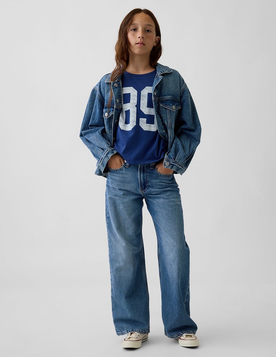 Jeans Wide Leg lavado medio para niña 5