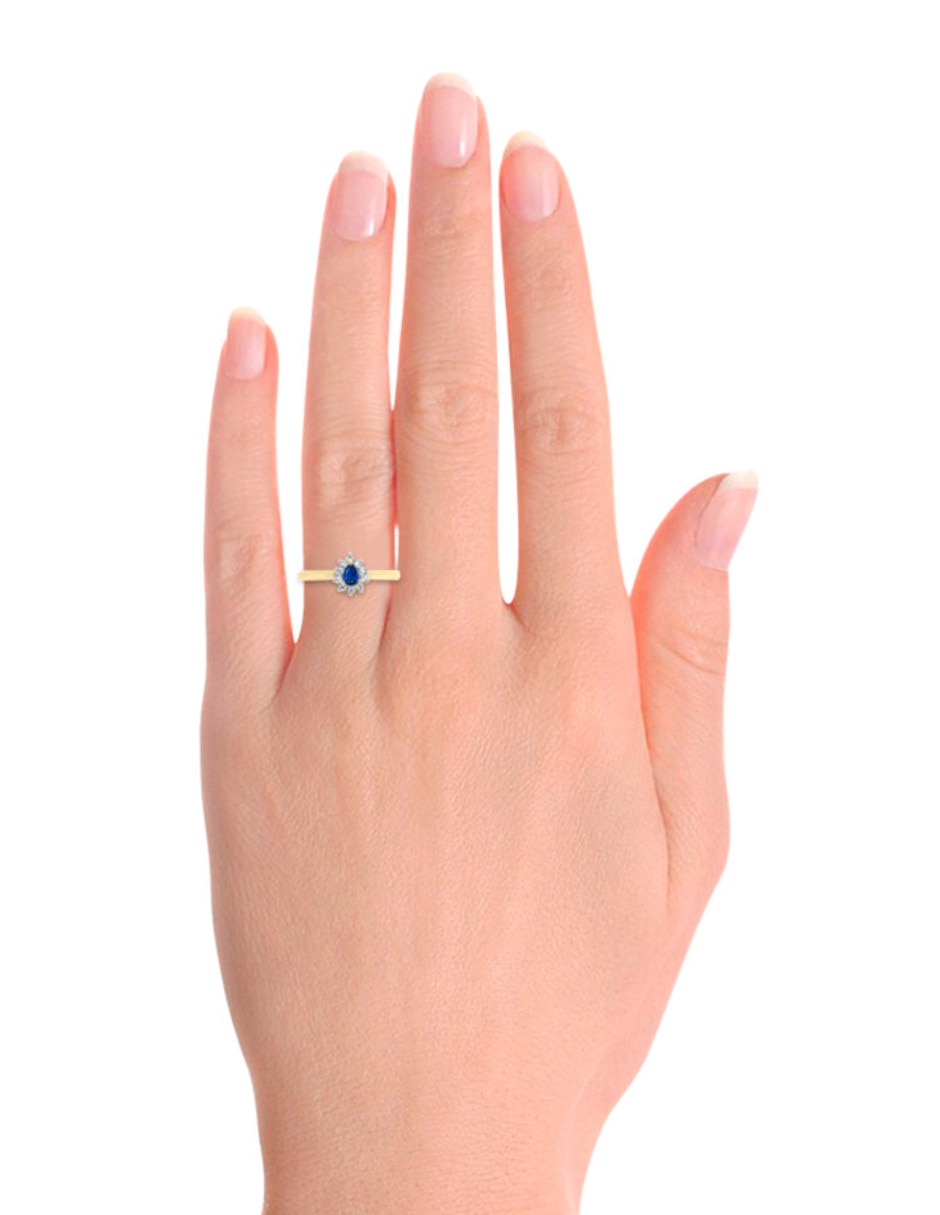 Anillo con gema ovalada Fascinare Jany 14 k de oro zafiro y diamante brillante